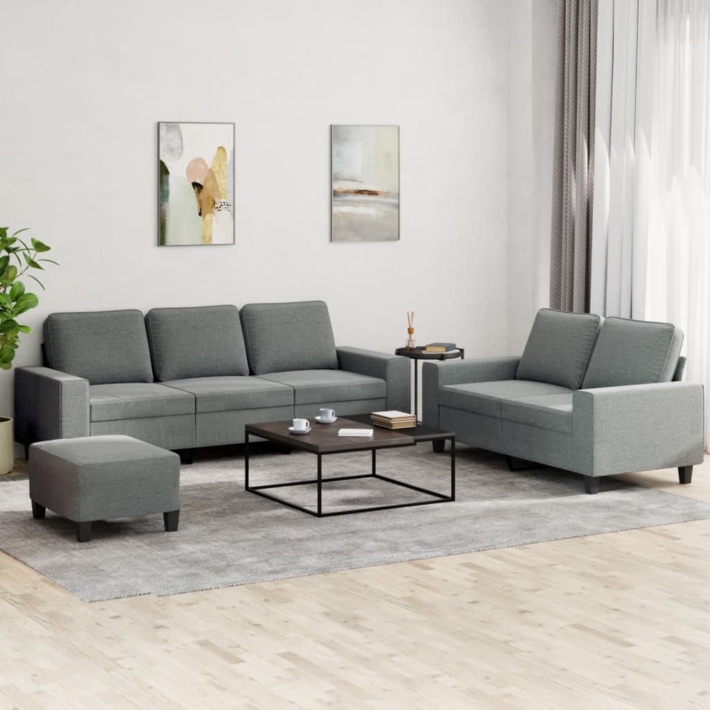 vidaXL 2-delige Loungeset stof lichtgrijs