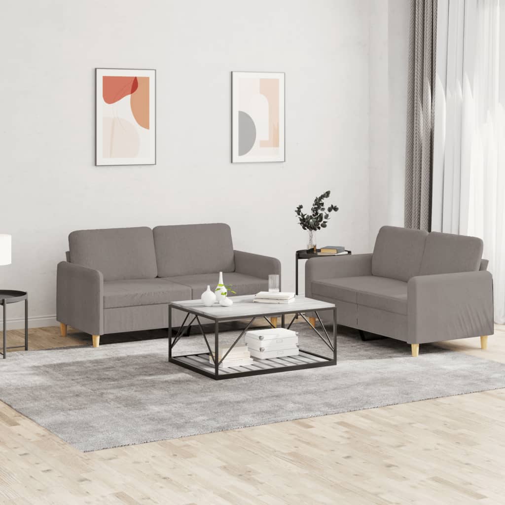 vidaXL 2-delige Loungeset met kussens stof lichtgrijs
