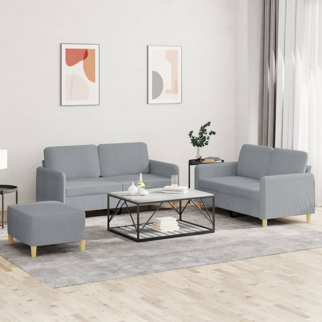 vidaXL 2-delige Loungeset met kussens stof lichtgrijs