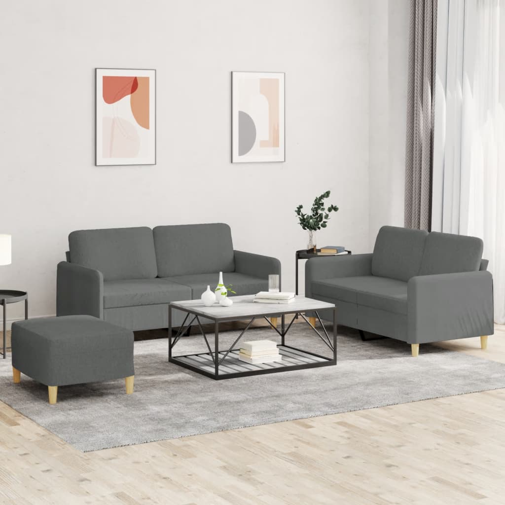 vidaXL 2-delige Loungeset met kussens stof lichtgrijs