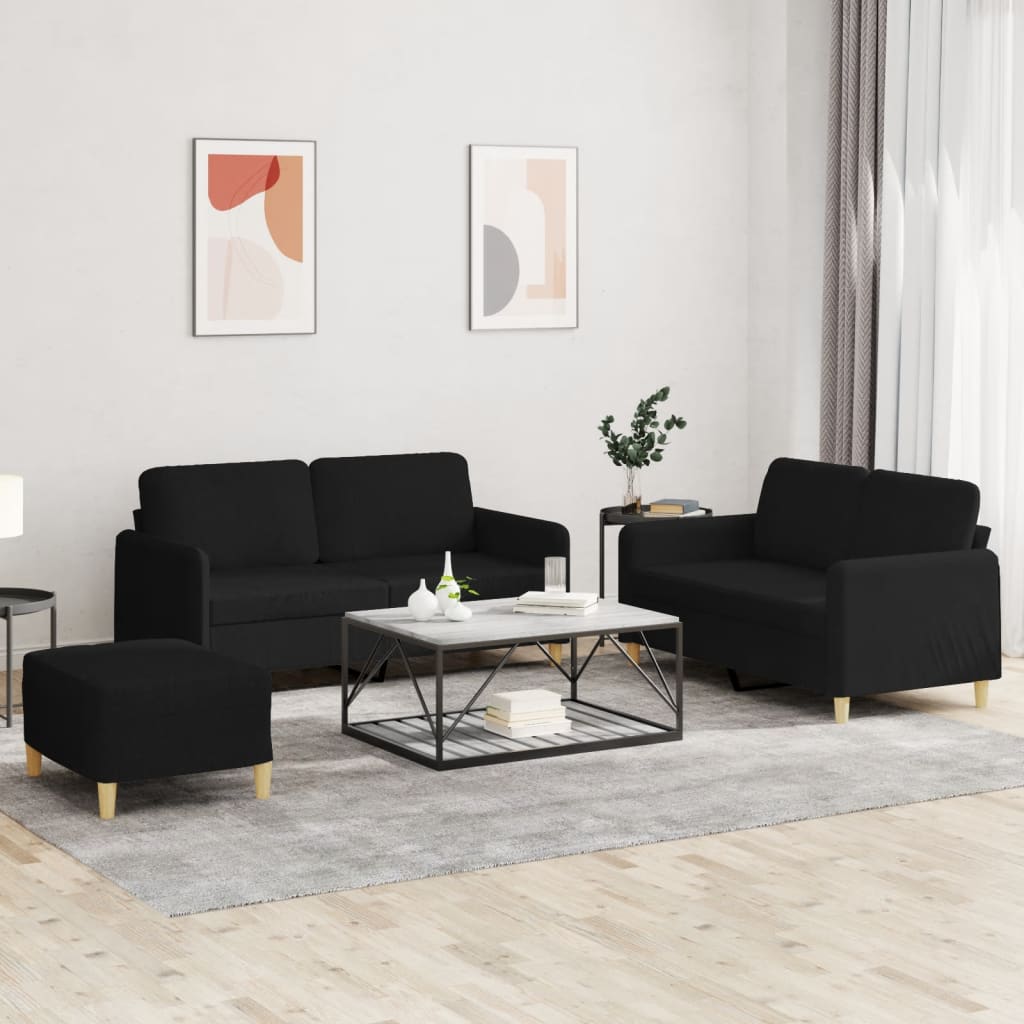 vidaXL 2-delige Loungeset met kussens stof lichtgrijs