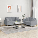 vidaXL 2-delige Loungeset met kussens stof lichtgrijs