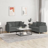 vidaXL 2-delige Loungeset met kussens stof lichtgrijs
