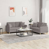 vidaXL 2-delige Loungeset met kussens stof lichtgrijs