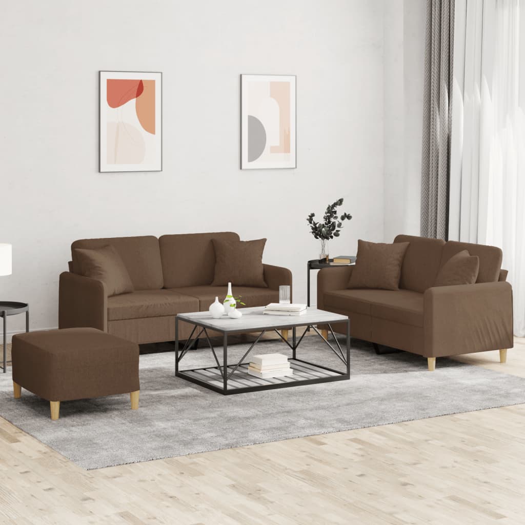 vidaXL 2-delige Loungeset met kussens stof lichtgrijs