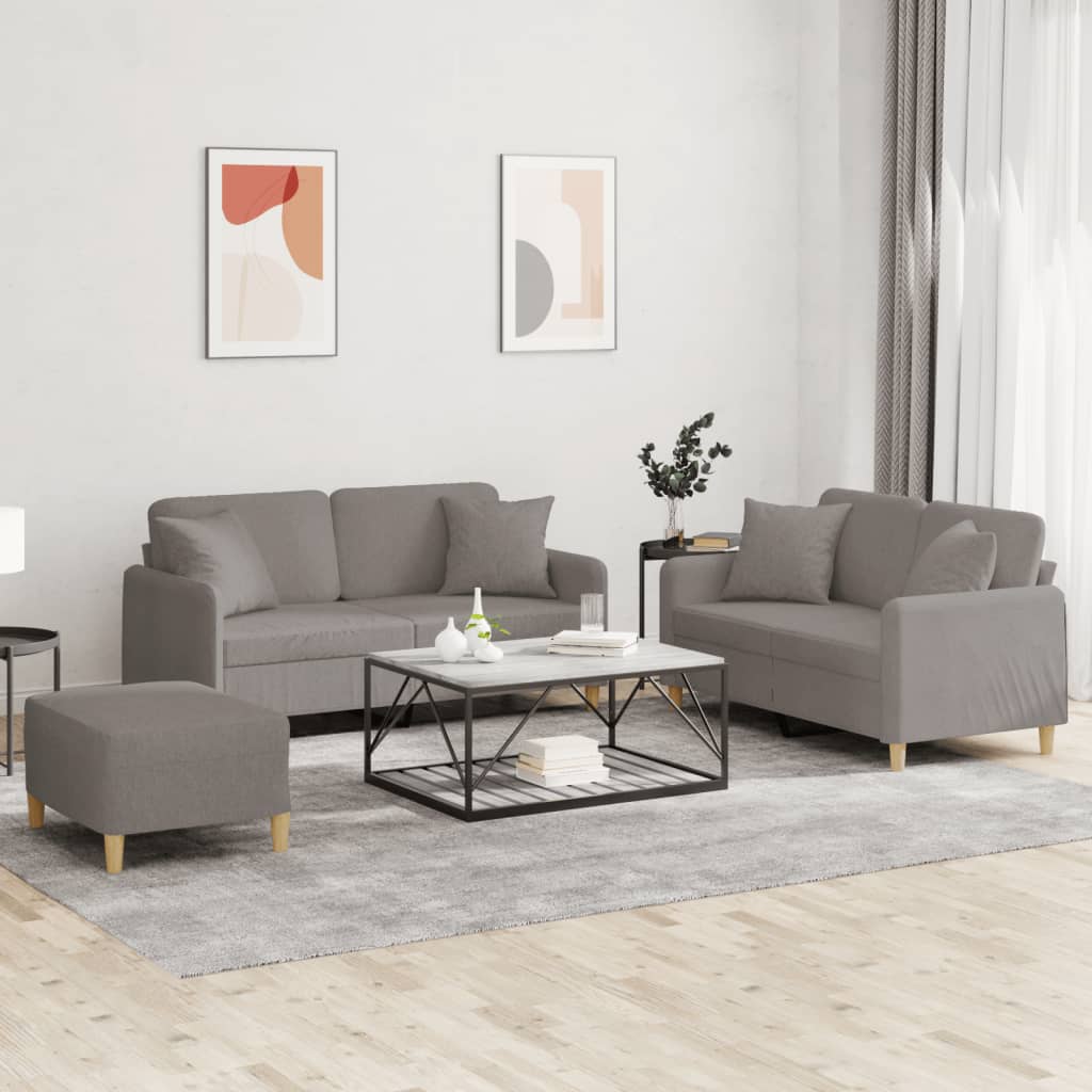 vidaXL 2-delige Loungeset met kussens stof lichtgrijs