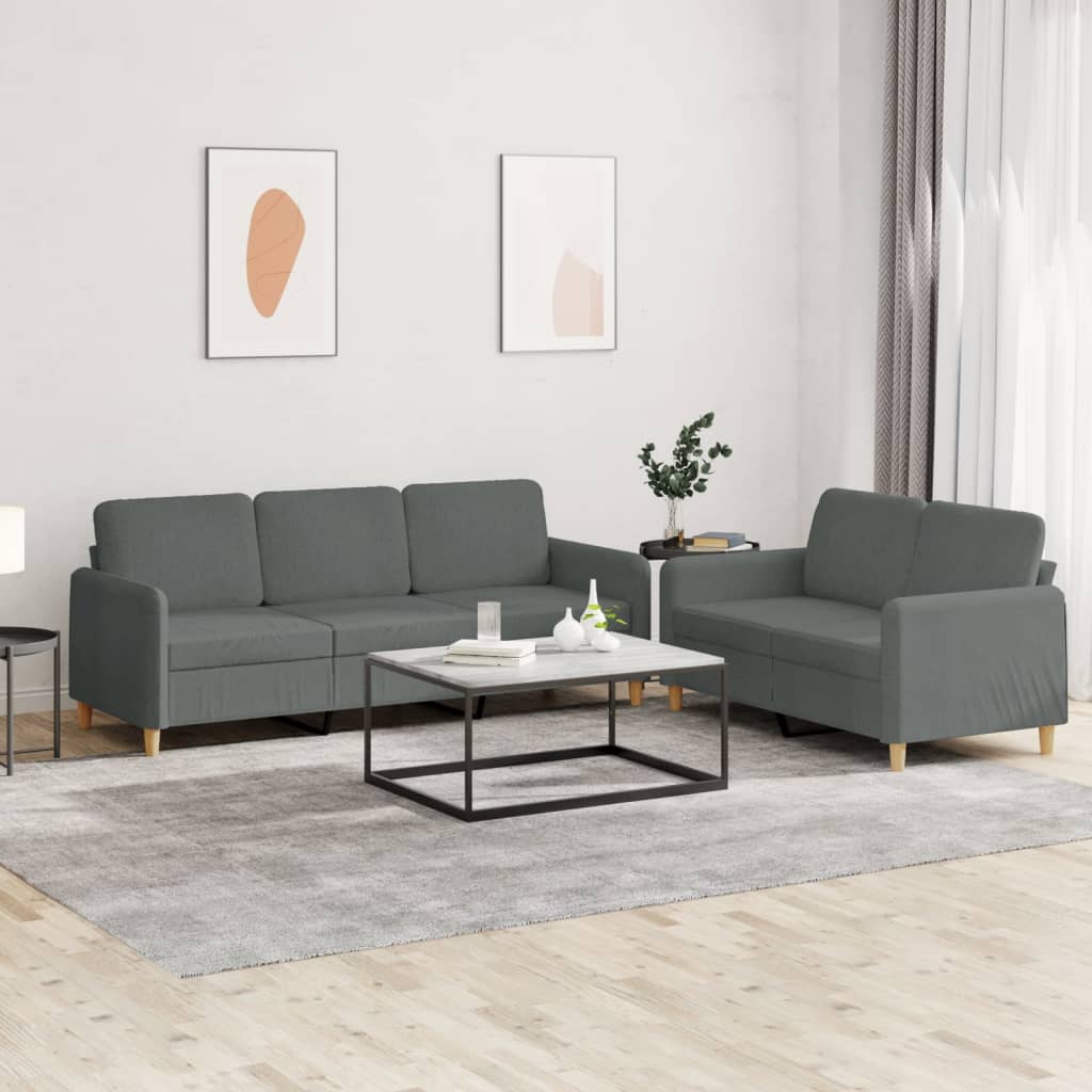 vidaXL 2-delige Loungeset met kussens stof lichtgrijs