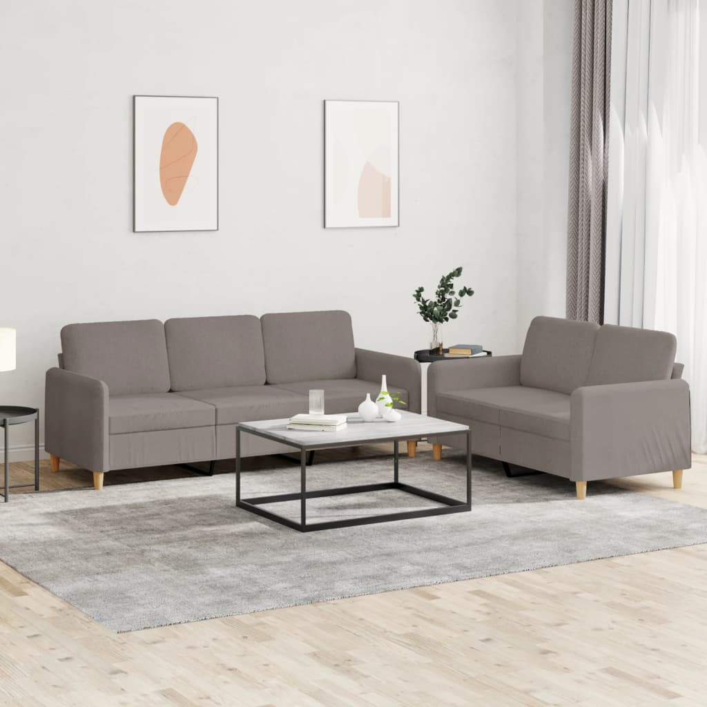 vidaXL 2-delige Loungeset met kussens stof lichtgrijs