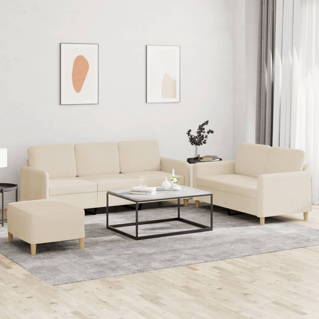 vidaXL 2-delige Loungeset met kussens stof lichtgrijs