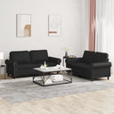 vidaXL 2-delige Loungeset met kussens kunstleer zwart
