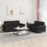 vidaXL 2-delige Loungeset met kussens kunstleer zwart