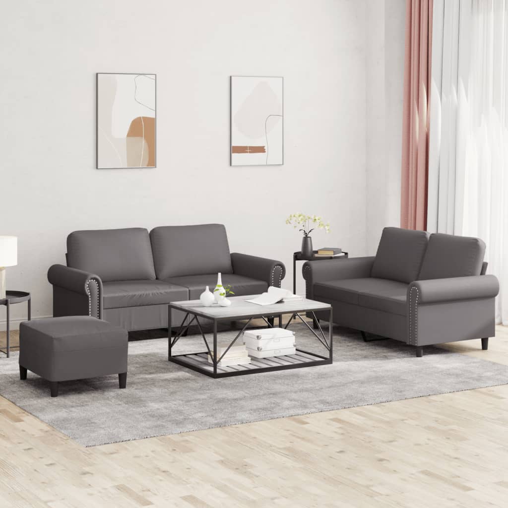 vidaXL 2-delige Loungeset met kussens kunstleer zwart