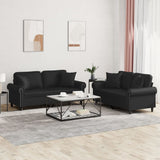 vidaXL 2-delige Loungeset met kussens kunstleer zwart