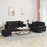 vidaXL 2-delige Loungeset met kussens kunstleer zwart