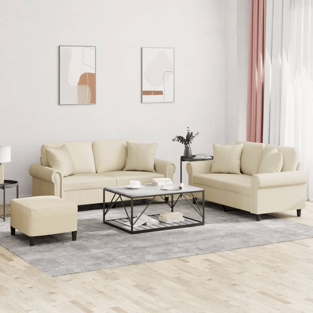 vidaXL 2-delige Loungeset met kussens kunstleer zwart