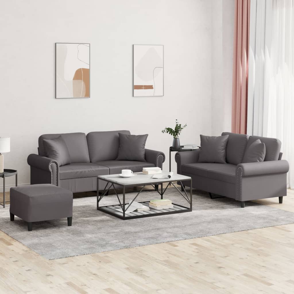 vidaXL 2-delige Loungeset met kussens kunstleer zwart