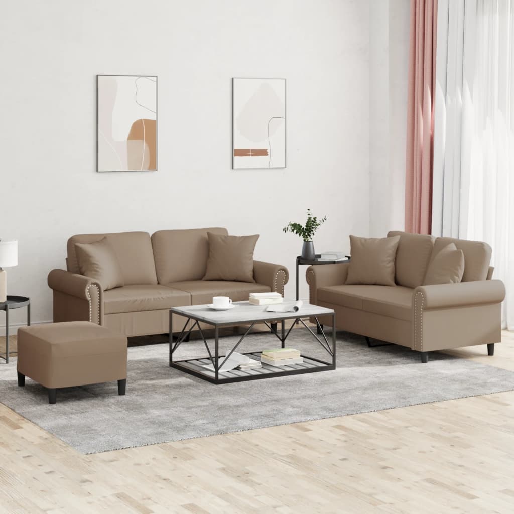 vidaXL 2-delige Loungeset met kussens kunstleer zwart