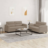 vidaXL 2-delige Loungeset met kussens microvezelstof taupe