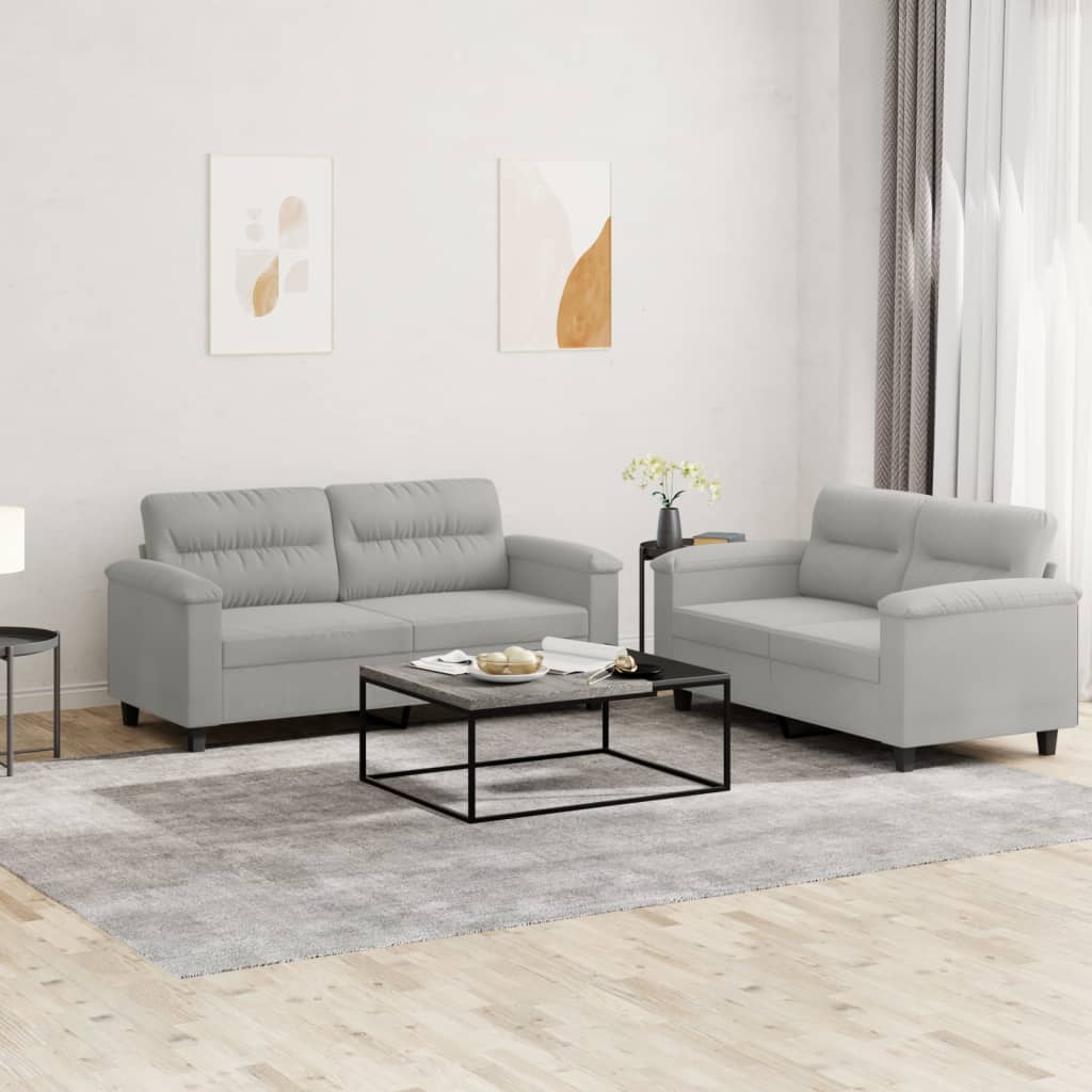 vidaXL 2-delige Loungeset met kussens microvezelstof taupe