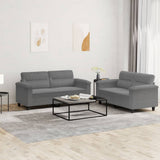vidaXL 2-delige Loungeset met kussens microvezelstof taupe
