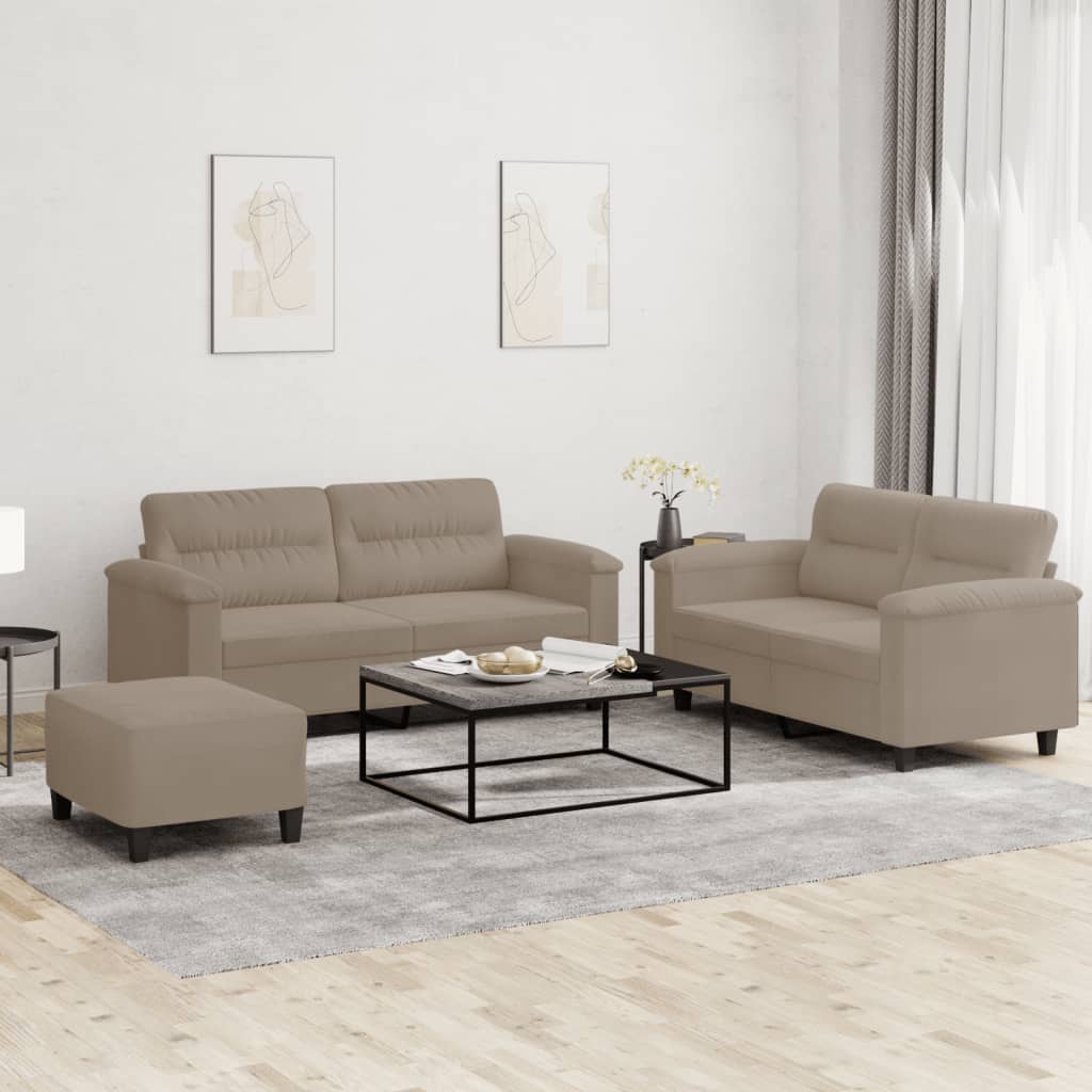 vidaXL 2-delige Loungeset met kussens microvezelstof taupe