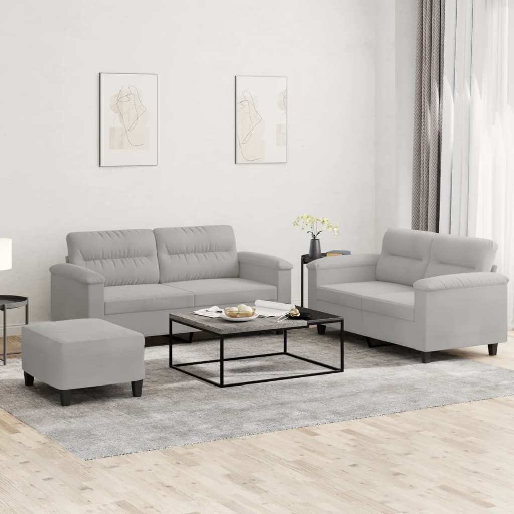 vidaXL 2-delige Loungeset met kussens microvezelstof taupe