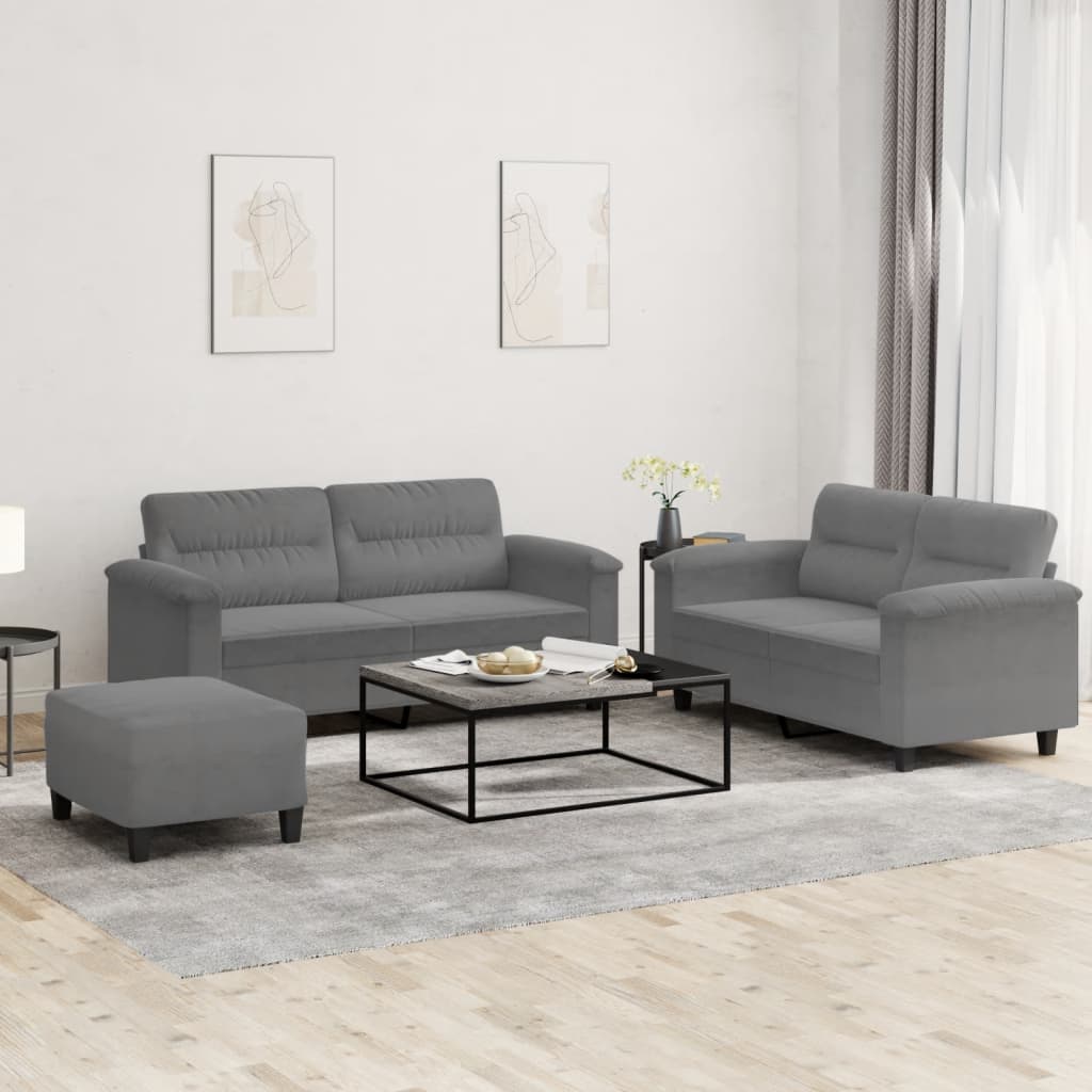 vidaXL 2-delige Loungeset met kussens microvezelstof taupe
