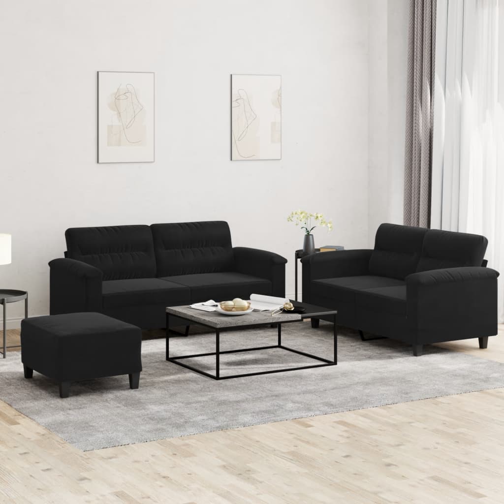 vidaXL 2-delige Loungeset met kussens microvezelstof taupe