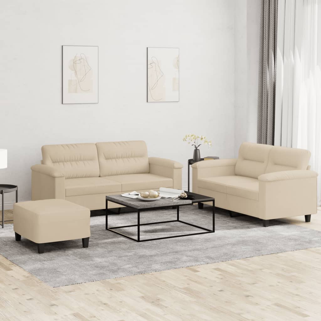 vidaXL 2-delige Loungeset met kussens microvezelstof taupe