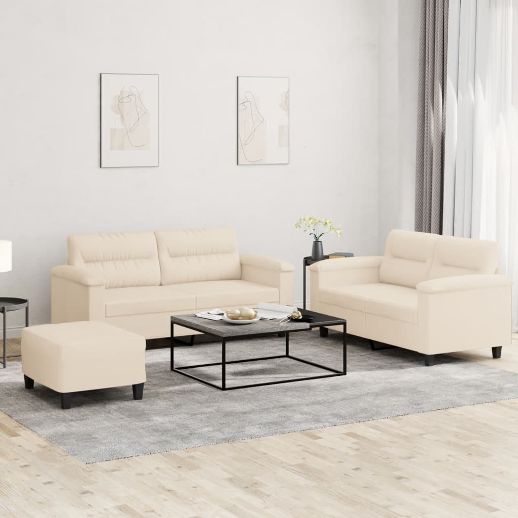 vidaXL 2-delige Loungeset met kussens microvezelstof taupe