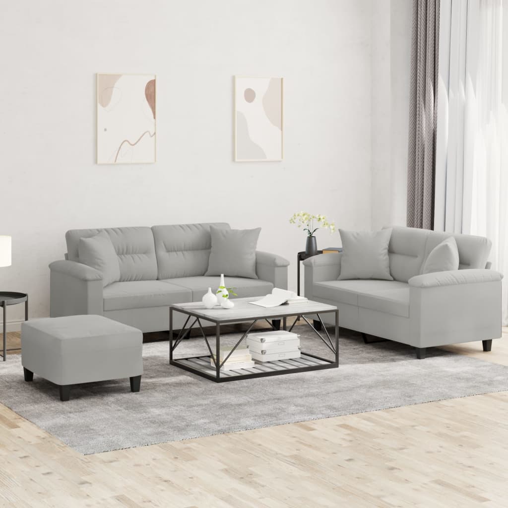 vidaXL 2-delige Loungeset met kussens microvezelstof taupe