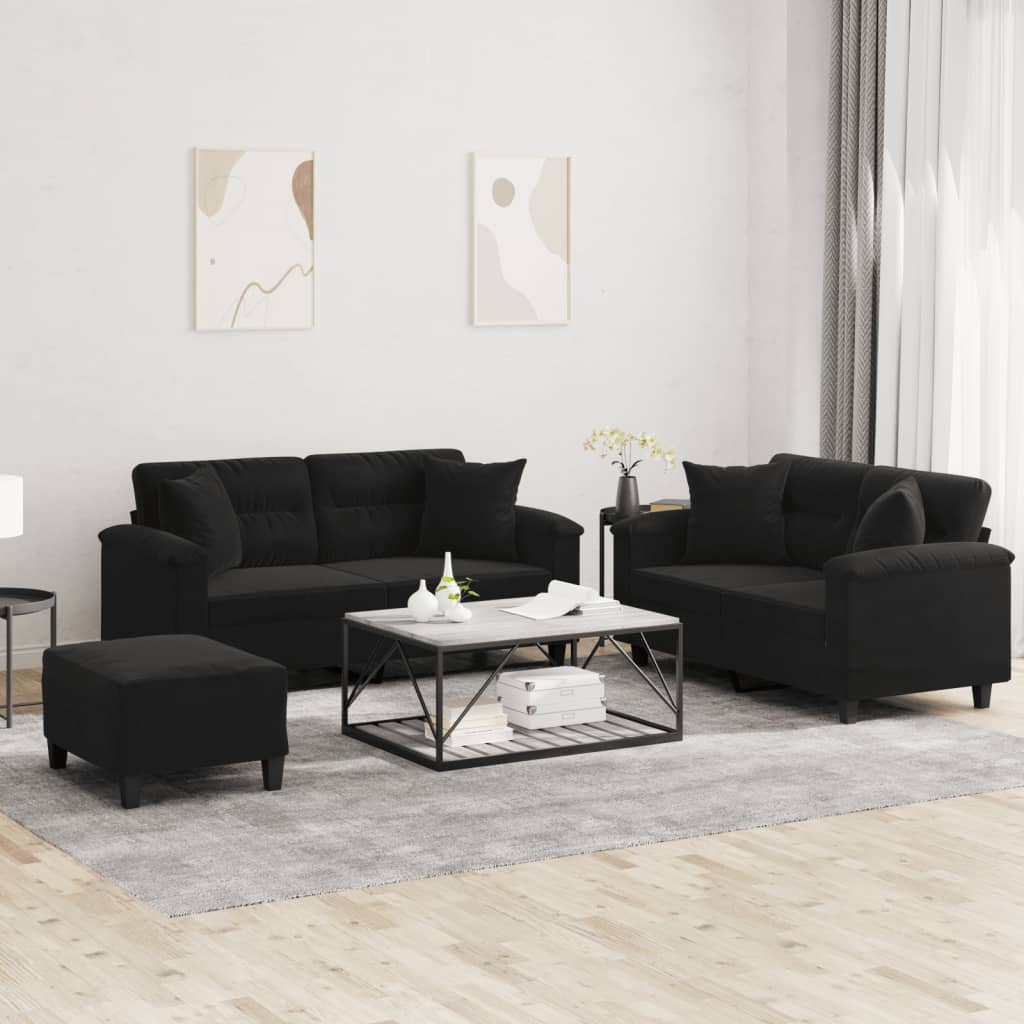 vidaXL 2-delige Loungeset met kussens microvezelstof taupe