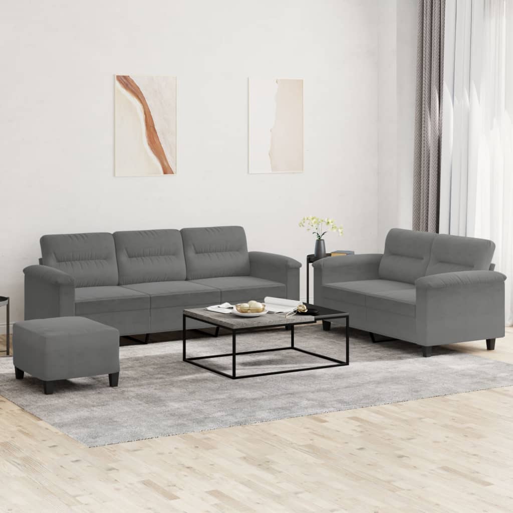 vidaXL 2-delige Loungeset met kussens microvezelstof taupe