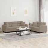 vidaXL 2-delige Loungeset met kussens microvezelstof taupe