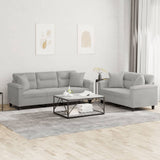 vidaXL 2-delige Loungeset met kussens microvezelstof taupe