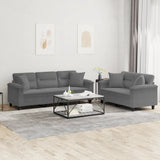 vidaXL 2-delige Loungeset met kussens microvezelstof taupe