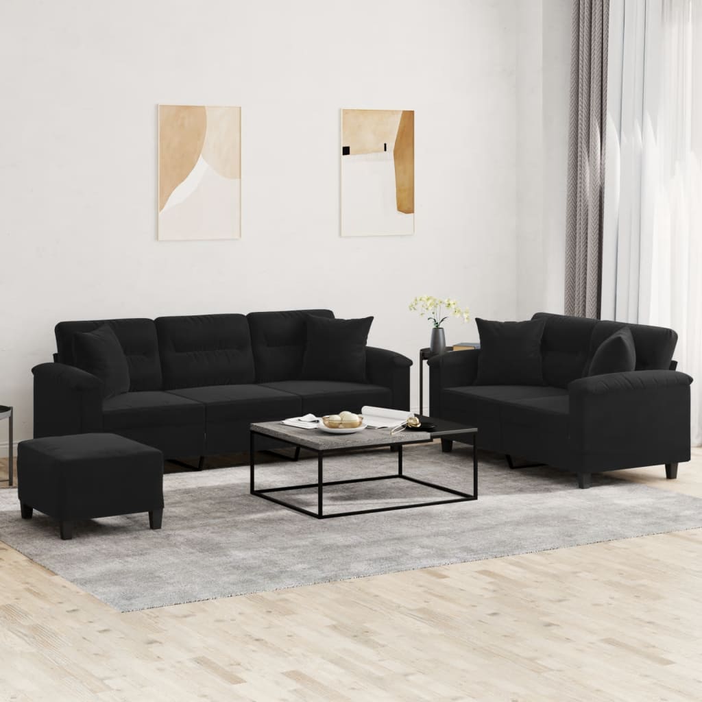 vidaXL 2-delige Loungeset met kussens microvezelstof taupe