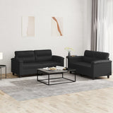vidaXL 2-delige Loungeset met kussens kunstleer zwart