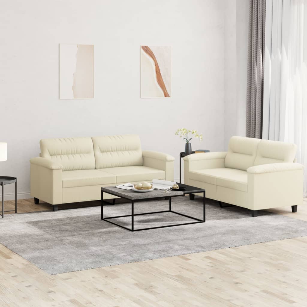 vidaXL 2-delige Loungeset met kussens kunstleer zwart