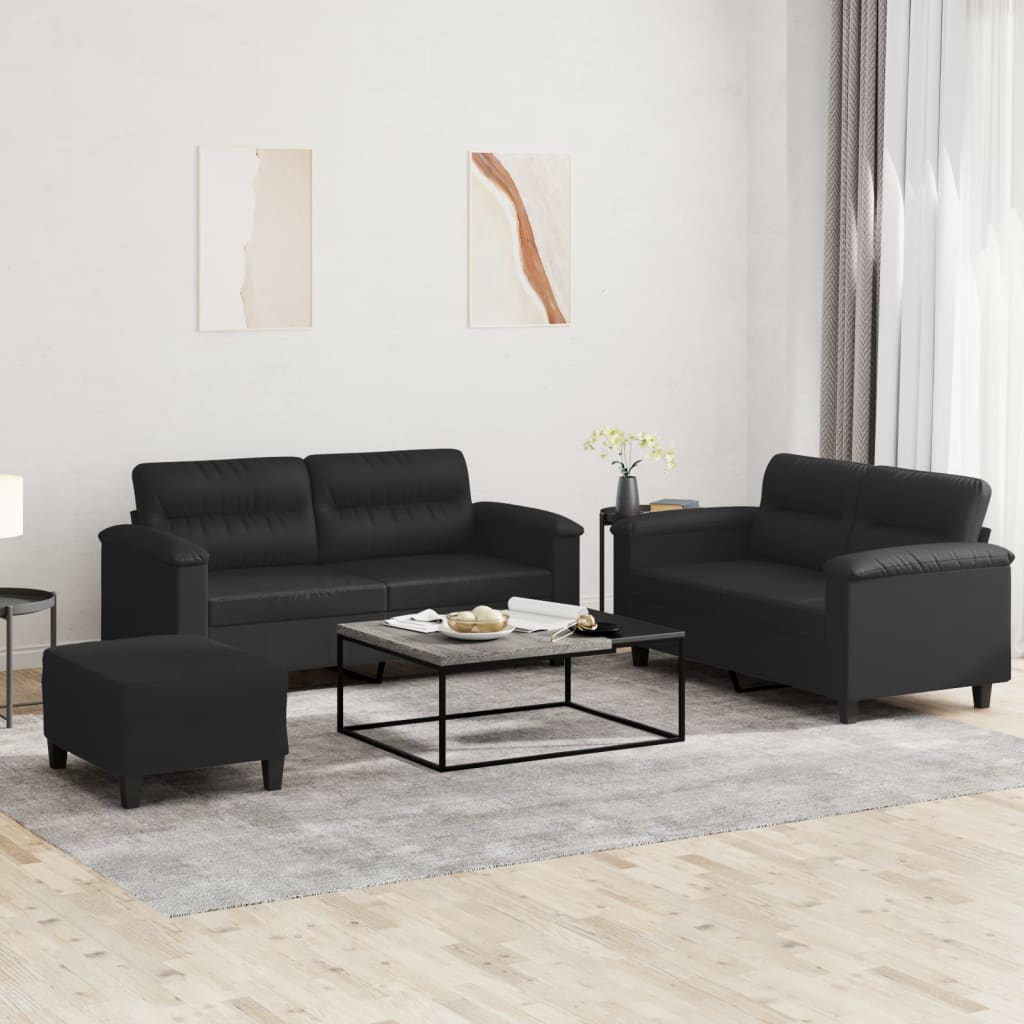 vidaXL 2-delige Loungeset met kussens kunstleer zwart
