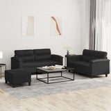 vidaXL 2-delige Loungeset met kussens kunstleer zwart