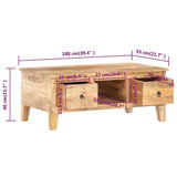 vidaXL Salontafel 100x55x40 cm ruw mangohout