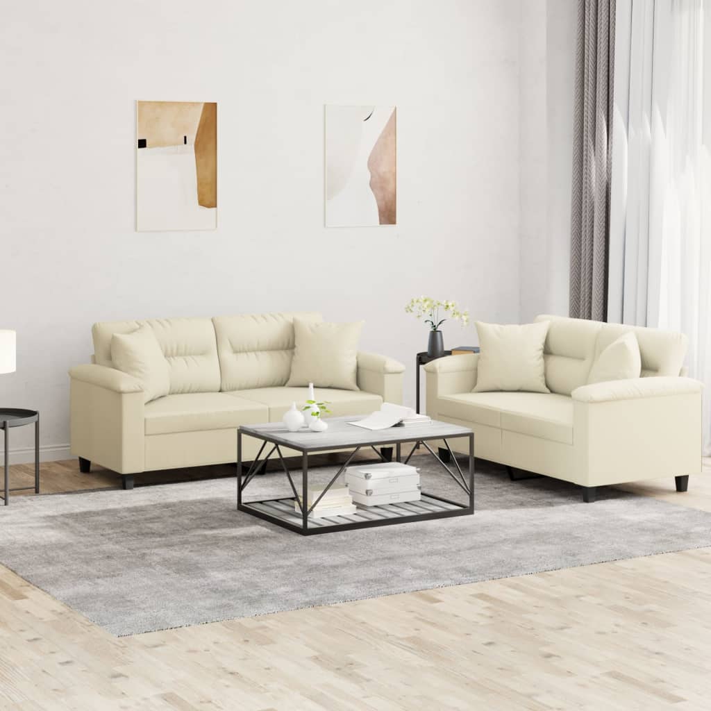 vidaXL 2-delige Loungeset met kussens kunstleer zwart