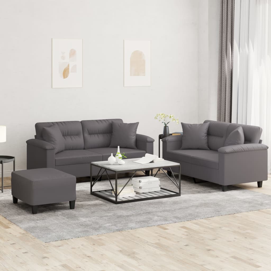 vidaXL 2-delige Loungeset met kussens kunstleer zwart