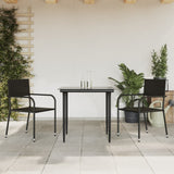 vidaXL 3-delige Tuinset poly rattan en staal zwart