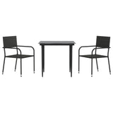 vidaXL 3-delige Tuinset poly rattan en staal zwart