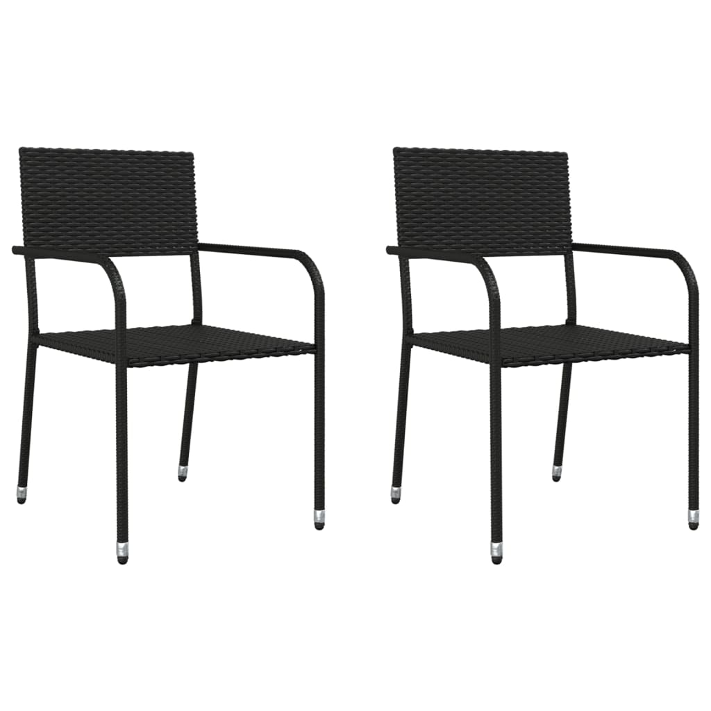 vidaXL 3-delige Tuinset poly rattan en staal zwart