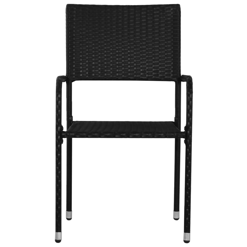 vidaXL 3-delige Tuinset poly rattan en staal zwart
