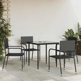 vidaXL 3-delige Tuinset poly rattan en staal zwart