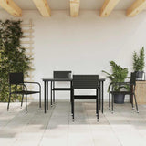 vidaXL 3-delige Tuinset poly rattan en staal zwart